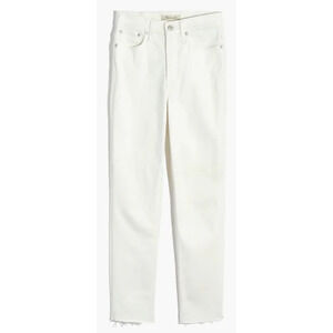 Madewell Perfect Vintage Tapered Leg Tile White Raw Hem Jeans US Women's 30 New